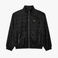 Lacoste Crocodile Print Aop Mono Track Jacket in Black