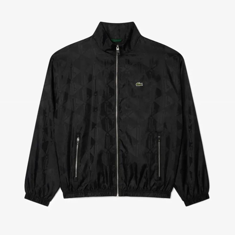 Lacoste Crocodile Print Aop Mono Track Jacket in Black