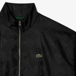 Lacoste Crocodile Print Aop Mono Track Jacket in Black