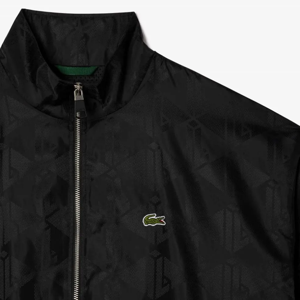 Lacoste Crocodile Print Aop Mono Track Jacket in Black
