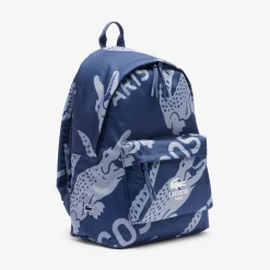 Lacoste Crocodile Print Backpack in Blue