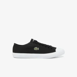 Lacoste Crocodile Print Canvas Low Trainers in Black