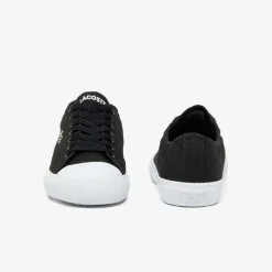 Lacoste Crocodile Print Canvas Low Trainers in Black