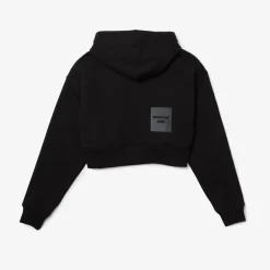 Lacoste Cropped Hooded Slim Fit Sweatshirt in Black