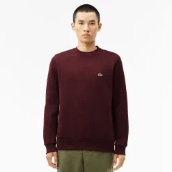 Lacoste Fleece Crewneck Sweatshirt in red maroon