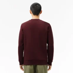 Lacoste Fleece Crewneck Sweatshirt in red maroon