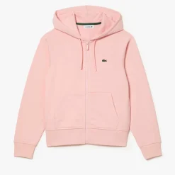 Lacoste Fleece Zip-Up Hoodie in Pink