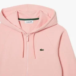 Lacoste Fleece Zip-Up Hoodie in Pink