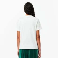 Lacoste Floral Print Cotton T-Shirt in White