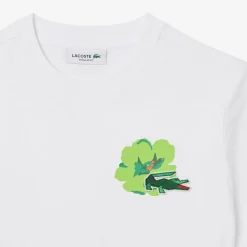Lacoste Floral Print Cotton T-Shirt in White