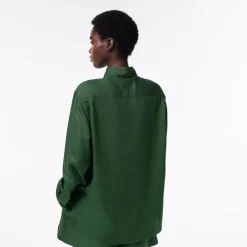 Lacoste Flowing Oversized Lyocell Shirt in Green