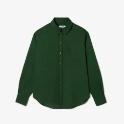 Lacoste Flowing Oversized Lyocell Shirt in Green
