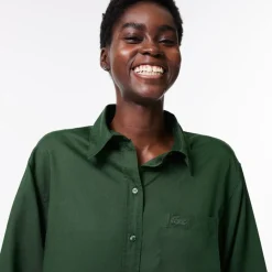 Lacoste Flowing Oversized Lyocell Shirt in Green