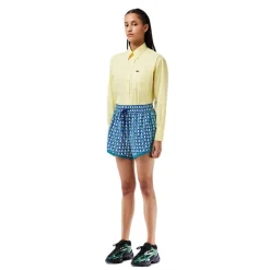 Lacoste Geometric Patterned Curved Hem Shorts in Multi