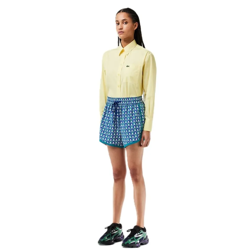 Lacoste Geometric Patterned Curved Hem Shorts in Multi