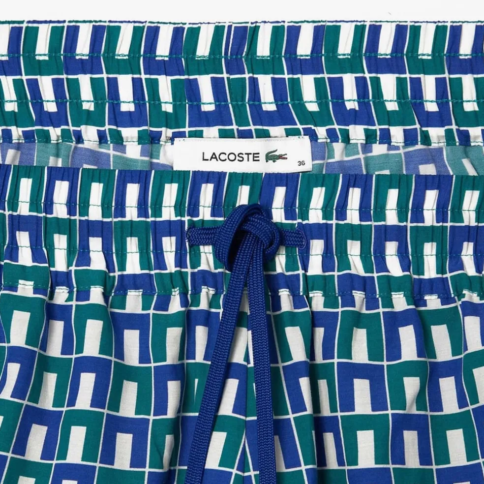 Lacoste Geometric Patterned Curved Hem Shorts in Multi