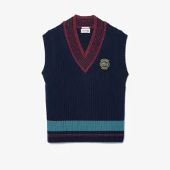 Lacoste Heavy Cotton Badge Accent Tennis Sweatshirt in Navy