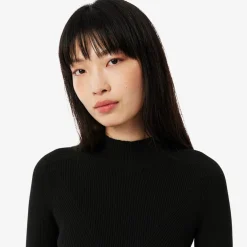 Lacoste High Neck 3D Rib Knit Sweater in Black