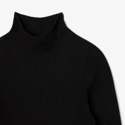 Lacoste High Neck 3D Rib Knit Sweater in Black