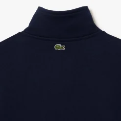 Lacoste High Neck Zipped Fleece Jogger Sweatshirt in Blue