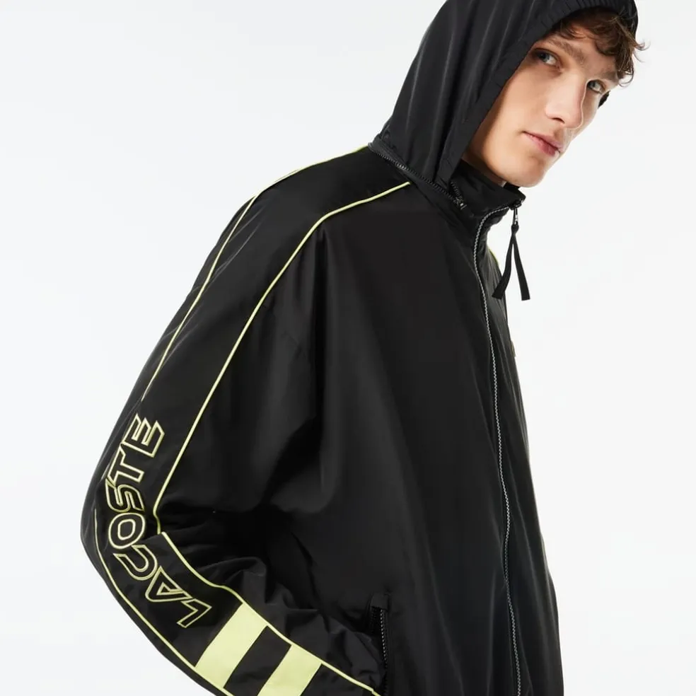 Lacoste Hooded Regular Fit Long Sleeve Athletic Top in Multi