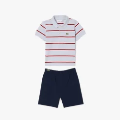 Lacoste Infants Organic Cotton Stripe Set in Blue