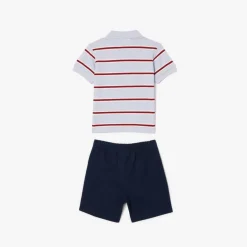Lacoste Infants Organic Cotton Stripe Set in Blue