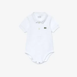 Lacoste Infants Piqué Onesie Gift Set in White