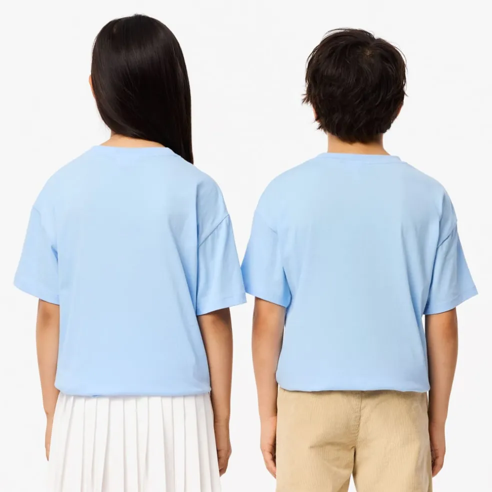 Lacoste Juniors Crocodile Print T-Shirt in Light Blue
