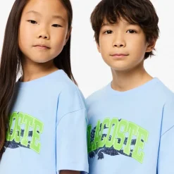 Lacoste Juniors Crocodile Print T-Shirt in Light Blue