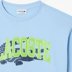 Lacoste Juniors Crocodile Print T-Shirt in Light Blue