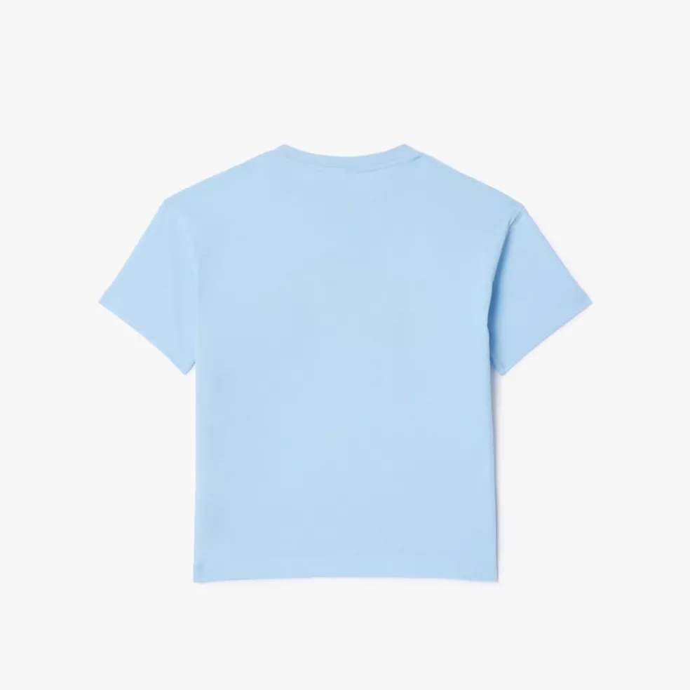 Lacoste Juniors Crocodile Print T-Shirt in Light Blue