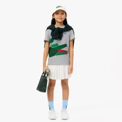 Lacoste Juniors Crocodile Graphic Cotton T-Shirt in Grey