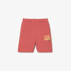 Lacoste Juniors Print Fleece Shorts in Red