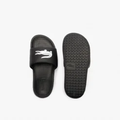 Lacoste Juniors Serve 1.0 Sliders in Black-White