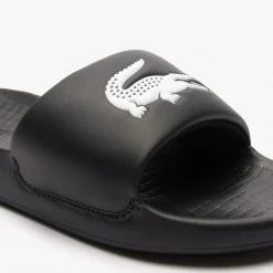 Lacoste Juniors Serve 1.0 Sliders in Black-White