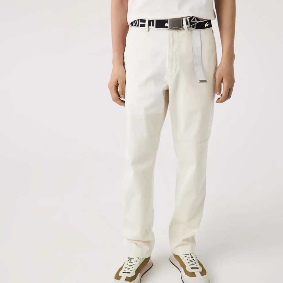 Lacoste Live Heritage Patchwork Organic Cotton Pants in Multi colour