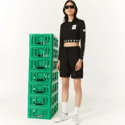 Lacoste Live Live x Minecraft Cropped T-Shirt in Black