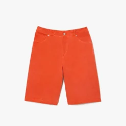 Lacoste Long Natural Dye Bermuda Shorts in Red