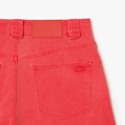 Lacoste Long Natural Dye Bermuda Shorts in Red
