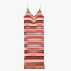 Lacoste Long Striped Cotton Dress in Multi colour