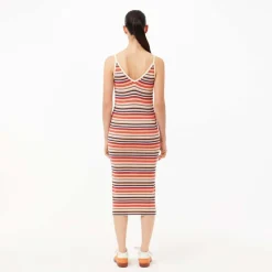 Lacoste Long Striped Cotton Dress in Multi colour