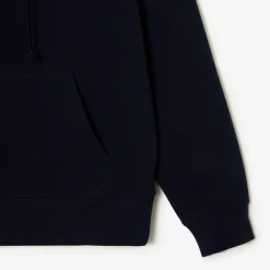 Lacoste Loose Fit Cotton Blend Hoodie in Navy