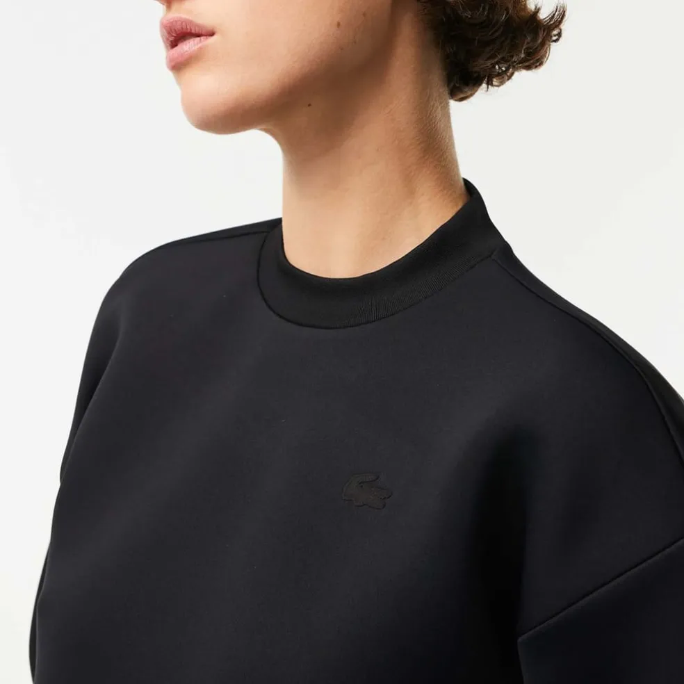 Lacoste Loose Fit Drawstring Sweatshirt in Black