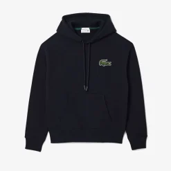 Lacoste Loose Fit Fleece Hoodie in Black