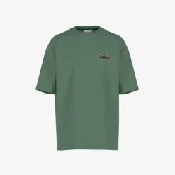 Lacoste Loose Fit Large Crocodile Organic T-Shirt in Green
