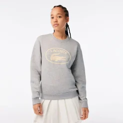 Lacoste Loose Fit Organic Cotton Fleece Sweatshirt in Grey