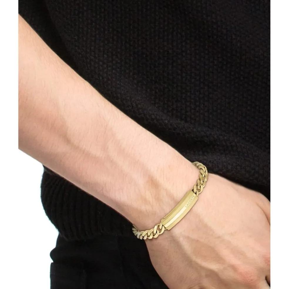 Lacoste Mens Adventurer Yellow Gold Ip Necklace in Gold