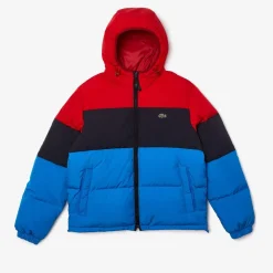 Lacoste Mens Lightweight Water-Resistant Puffer Jacket in Red