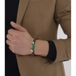 Lacoste Mens Matt Double Wrap Bracelet in Brown